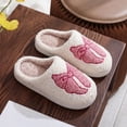 thumbnail image 4 of Domuza Women’s Sweet Bow Embroidery Fuzzy Slippers, Closed Toe Plush Warm Indoor House Shoes Non-Slip Winter Slides Pink 8（EU-40）, 4 of 4