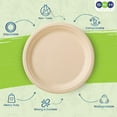 thumbnail image 3 of SNH Packing 9 Inch Bagasse Plates Natural Brown Compostable Heavy Duty Sugarcane 125-Pack, 3 of 8