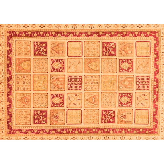 Ahgly Company Indoor Rectangle Oriental Orange Modern Area Rugs, 6' x 9'