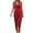 #029-Red, variant on Roncen Women's Sleeveless V Neck Wrap Ruched Bodycon Party Cocktail Sheath Slit Midi Dress