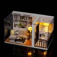 thumbnail image 2 of Dollhouse Wooden Mini House Crafts DIY Model s with Furniture And Accessories Handmade Construction Christmas Birthday Gifts, 2 of 8