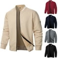 thumbnail image 5 of Men's Bomber Jacket Lightweight Casual Varisty Jacket Spring Fall Zip Up Jacquard Coat with Pockets, 5 of 5