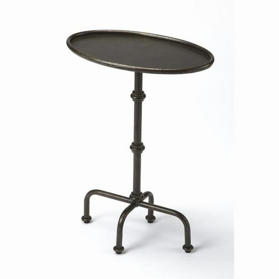 HomeRoots 634865 26 in. Gray Aluminum Oval Pedestal End Table