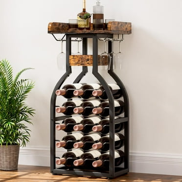 Wall Mount Wine Rack Freestanding Wine Rack For 32 Bottles - Metal  Cello-Shaped Wine Storage With Glass Holder Wine Racks For Home