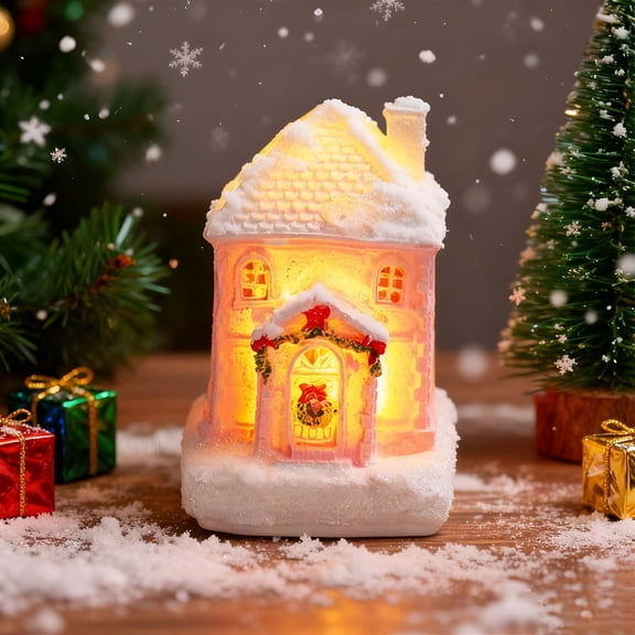 XIBUFE Mini Christmas Village Christmas House Decor Tiny Christmas Figurines Christmas Houses Village Christmas Village Sets Light Up Christmas Town