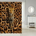 thumbnail image 2 of Leopard Print Fabric Shower Curtain Wild Animal Skin Shower Curtain Brown Black Tie Dye Cheetah Bathroom Shower Curtain Sets, South American Animals Waterproof Bathroom Curtains, 2 of 4