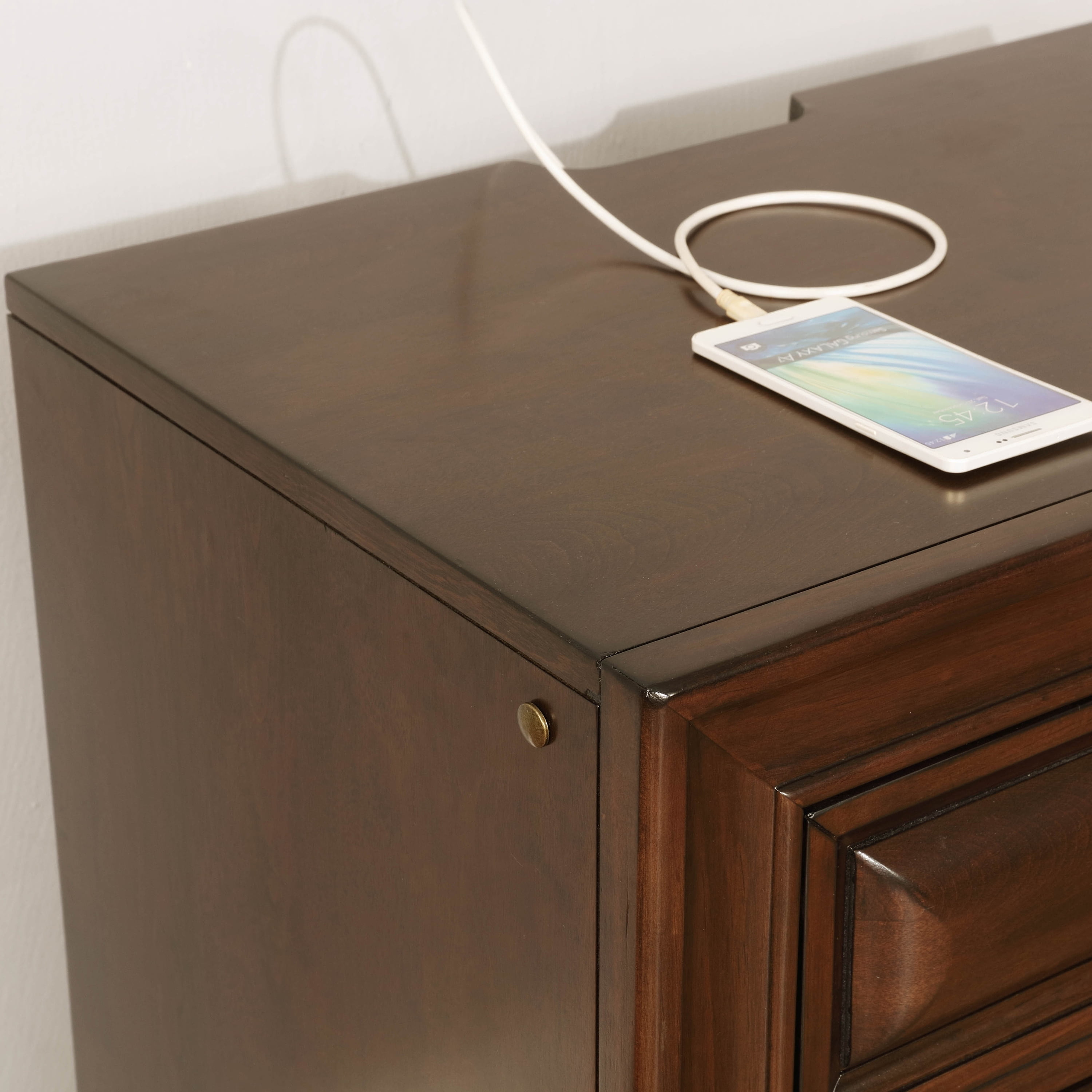 Furniture of America Damien Rustic Nightstand with 3-Drawer, Brown Cherry