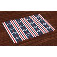 thumbnail image 1 of Ambesonne Nautical Place Mats Set of 4, Stripes Maritime, Standard Size, Indigo Red White, 1 of 4