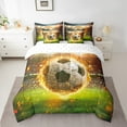 thumbnail image 2 of jejeloiu Ball Game Soccer Bedding Comforter Set,7-Piece,Football Sport King Bedding Sets,White Black Green Bed Sheets For Child,Microfiber Bedroom Decor Reversible, 2 of 7