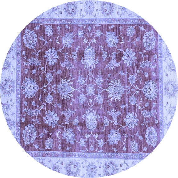 Ahgly Company Machine Washable Indoor Round Oriental Blue Traditional Area Rugs, 5' Round