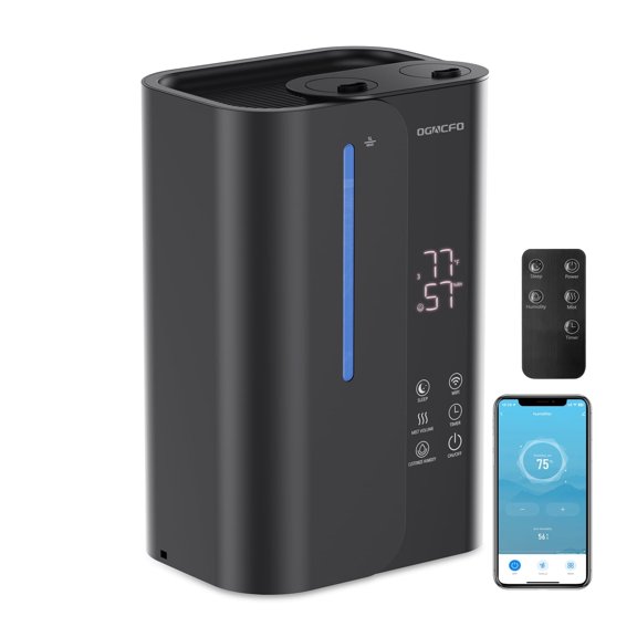 PXZEE Humidifiers for Bedroom, Cool Mist, Top Fill 5L Large Room Smart Humidifier, 28 DB Quiet 50H Runtime Humidifier with Essential Oils for Plants, Home Nursery and Baby, Black