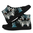 thumbnail image 3 of Coolcustomize Men's Wolf Face High-top Sneakers, Casual Shoes with Wolf Print (Blue/White/Black) - Lace-Up Boots for Outdoor, Casual & Gym - All-Season Wear - Comfortable Round-Toe Design, 3 of 10