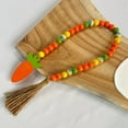 thumbnail image 5 of JingChun Easter Wood Bead Garland with Tassel Carrot Ornament Rustic Farmhouse Natural Wooden Bead Hanging Decor for Spring Tiered Tray Fireplace Shelf Fireplace Wall, 5 of 9