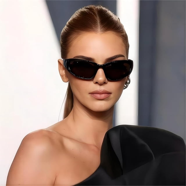Y2K Gafas de sol envolventes de moda, tonos ovalados plateados, gafas de sol deportivas, gafas estéticas cibernéticas para mujeres y hombres