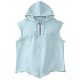 thumbnail image 5 of HBGVBA Men's Hoodie Tank Tops,Summer Casual Sleeveless Blouse,Linen Shirt Hooded Solid Color Quarter Zip Casual Sports Top, 5 of 5