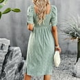 thumbnail image 3 of Vedolay Women'S Casual Dresses Women's Summer Square Neck Puff Sleeve Boho Midi Dress Swiss Dot Ruffle Flowy Tie Back Dress,Green S, 3 of 4