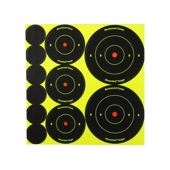 Birchwood Casey Shoot-N-C Bull's-Eye Variety Pack Self-Adhesive 132 Targets Black/Red