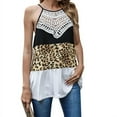 thumbnail image 3 of Women's Leopard Stitched Vest With Lace Off Shoulder Suspender, Summer Sleeveless Color Matching Sexy Tops for Beach Vacation, 3 of 7