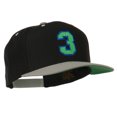 thumbnail image 5 of Athletic Number 3 Embroidered Classic Two Tone Cap - Black Grey OSFM, 5 of 5