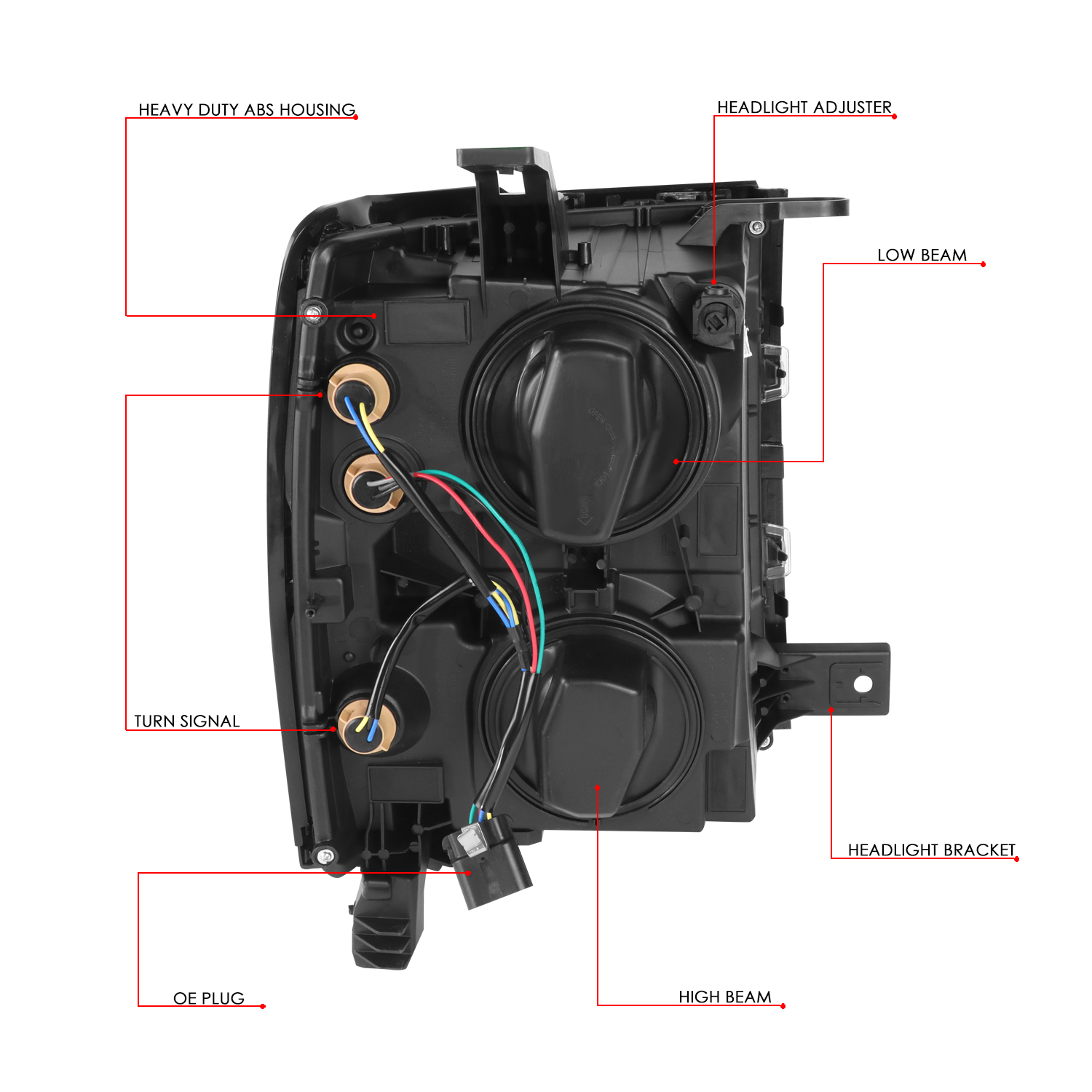 DNA Motoring HL-OH-CSIL14-CH-CL1 For 2014 to 2015 Chevy Silverado