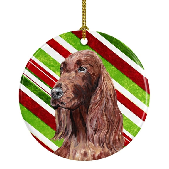 Carolines Treasures SC9608CO1 Irish Setter Candy Cane Christmas Ceramic Ornament 3 in multicolor