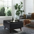 thumbnail image 2 of Pemberly Row Mid-Century 34" Faux Leather Ottoman in Black, 2 of 8