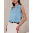 thumbnail image 4 of DARING DIVA Women's Satin Tank Top Sleeveless V Neck Business Satin Work Blouse M Blue, 4 of 6