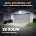 thumbnail image 5 of Outdoor Solar Security Spotlight, 240 LEDs 3000 Lumens, Motion Sensor, Remote Control, 3 Lighting Modes, 5m Cable, Waterproof for Porch, Patio, Garage, Garden  Eaves, 5 of 11