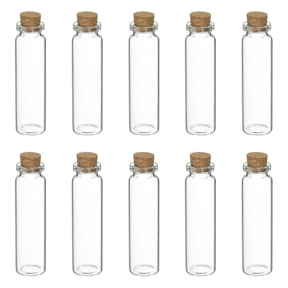Uxcell 10Pcs Mini Glass Bottles with Cork Stoppers, 20ml Small Clear Bottles Glass Empty Jars Vials for DIY Crafts Party Wedding Decor Favors