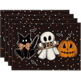thumbnail image 1 of 4 Pcs Halloween Ghost Pumpkin Cat Boo Placemats, 30*45cm Seasonal Fall Table Mats For Party Kitchen Dining, 1 of 5