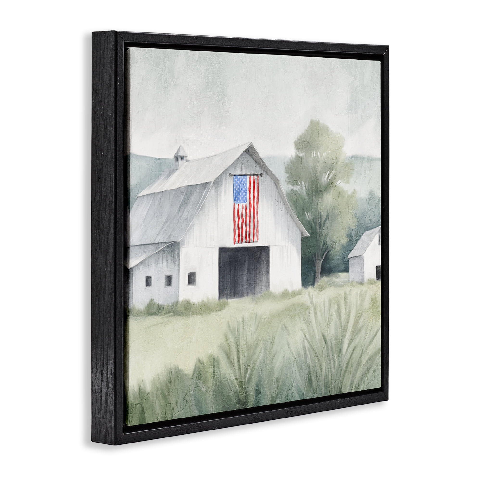 Stupell Industries Home USA Flag Barn Black Framed Floater Canvas Wall Art, design by Kim Allen