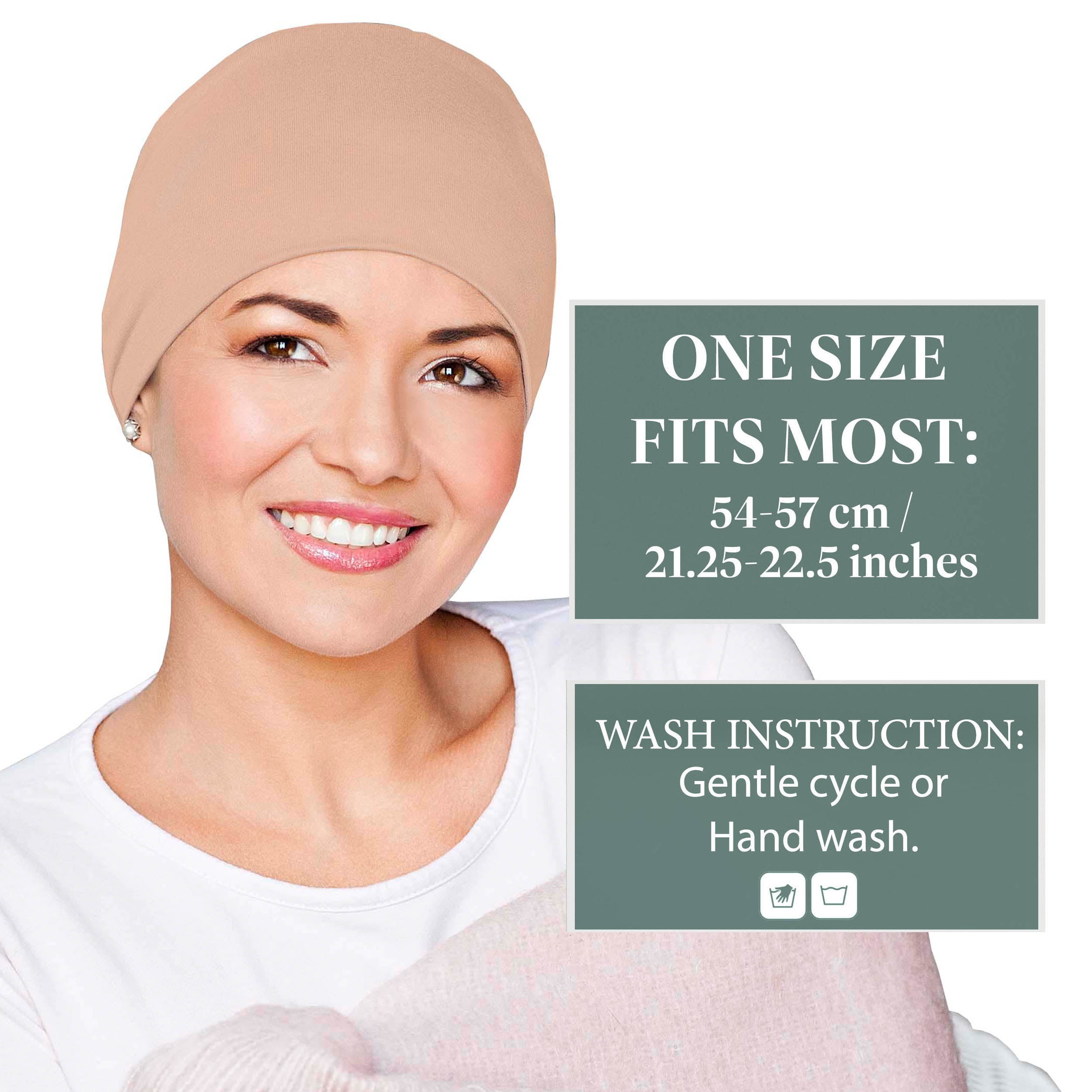 MASUMI Chemo Sleep Hat for Women, Soft Cotton Hats for Ladies, Chemo Headwear Turbans Cap Beanie Cancer Head Coverings with Double Layer (Champagne)
