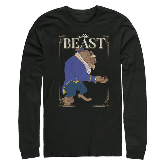 Men's Beauty and the Beast Valentine Her Prince Frame  Long Sleeve Shirt Black Medium