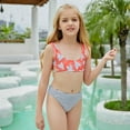 thumbnail image 4 of Bullpiano 7-11T Kids Girl Three Pieces Swimsuits Cute Heart Printed Swimwear Bikini Set Carton Bathing Suit with Cover up Beach Skirt (Pink), 4 of 7