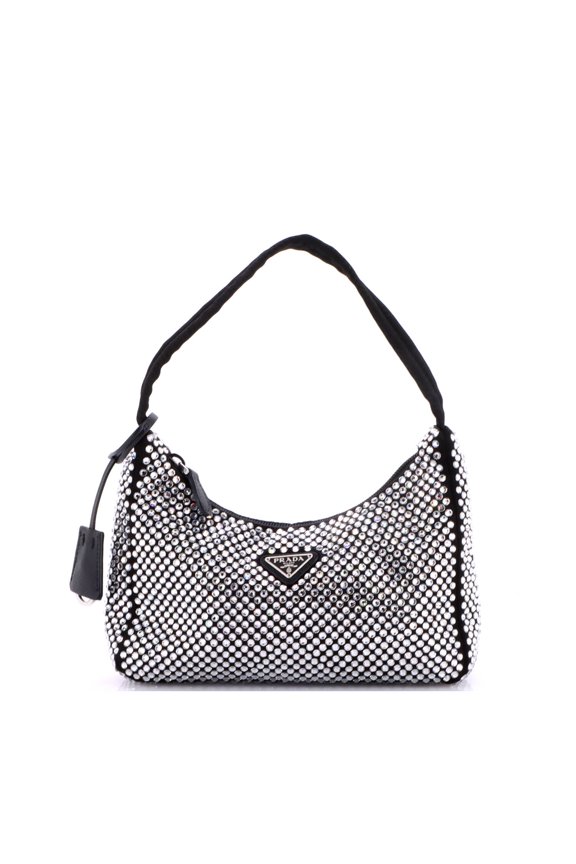 Pre-Owned Re-Edition 2000 Hobo Crystal Embellished Satin Mini By Rebag