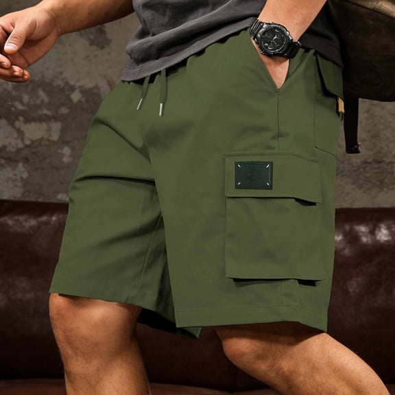Xdegoge Cargo Shorts for Men Elastic Waisted Drawstring Short Pants Lightweight Breathable Casual Loose Bermuda Summer Beach Hiking Outfit With Pockets