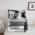 thumbnail image 5 of Homewish Abstract Ombre Grid Twin Comforter Sets,Aesthetic Geometric Bedding Set,Gray,Light Gray Reversible,2pcs,1 Comforter and 1 Pillowcase, 5 of 7