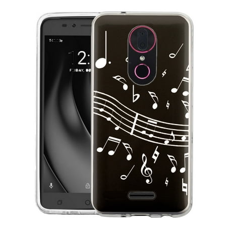 Slim-Fit Case for T-Mobile Revvl PLUS, OneToughShield ® Scratch-Resistant TPU Protective Phone Case - Music Notes /