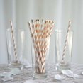 thumbnail image 2 of BalsaCircle 25 Pieces 8" Rose Gold White Striped Paper Straws Disposable Party Event Picnic, 2 of 6