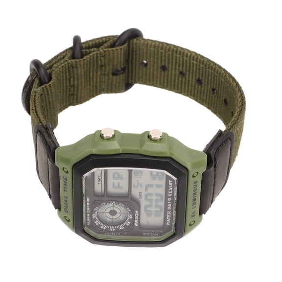 Xirurus Digital Sport Watch Canvas Strap Luminous Waterproof Retro Wristwatch 10.5 inches / 26.6 cm (Green)[cite: 1]