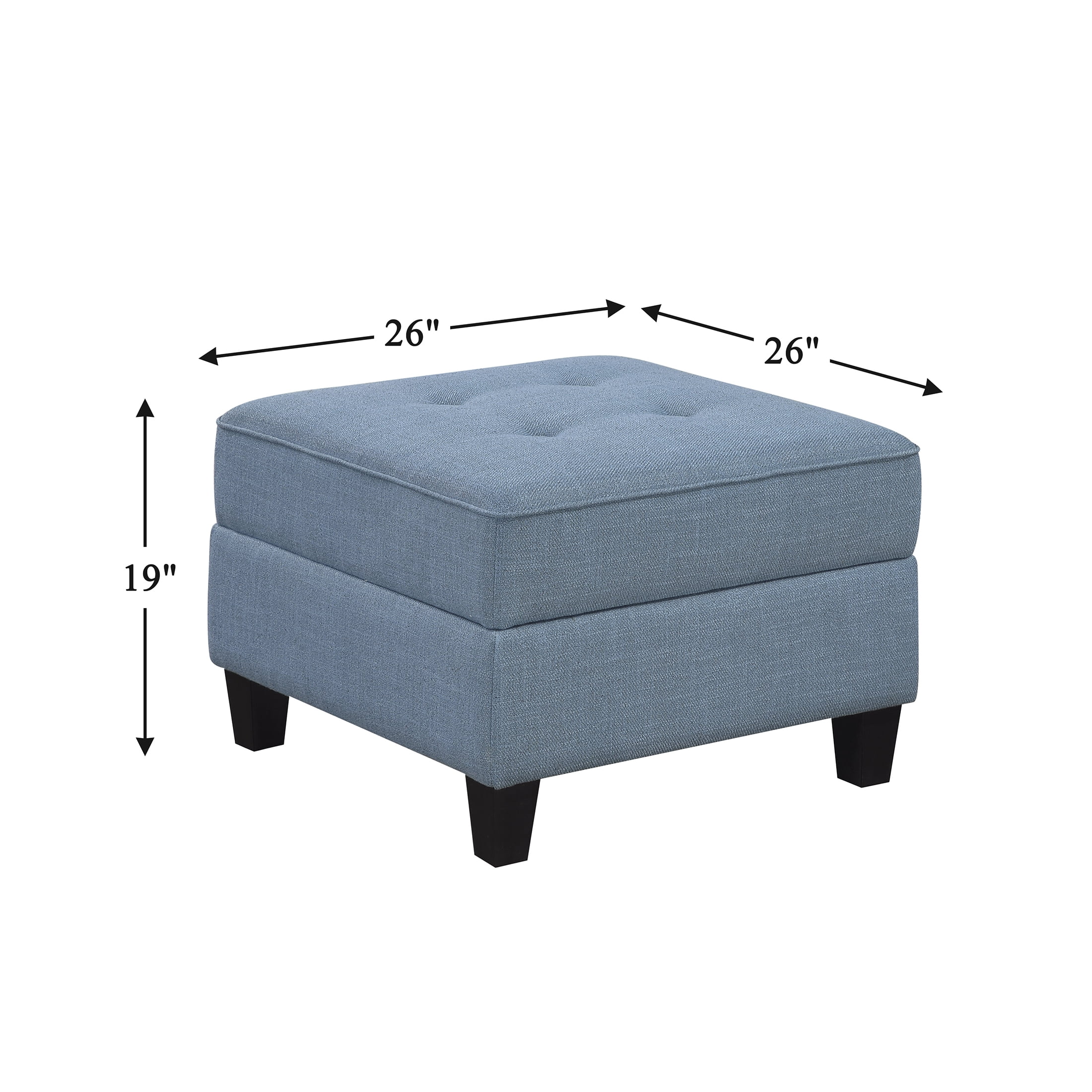 OakvillePark Silvercross Textured Fabric Button Tufted Ottoman with Storage, Blue