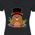 thumbnail image 4 of Inktastic Groundhog Day with Groundhog in Top Hat Women's V-Neck T-Shirt, 4 of 5