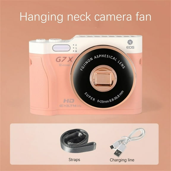 Neck Fans Hands Free Rechargeable Qnjujn Minimal Camera Leaf Less Neck Hanging Fan Portable Charging USB Mini Strap Desktop Handheld Outdoor Small Fan