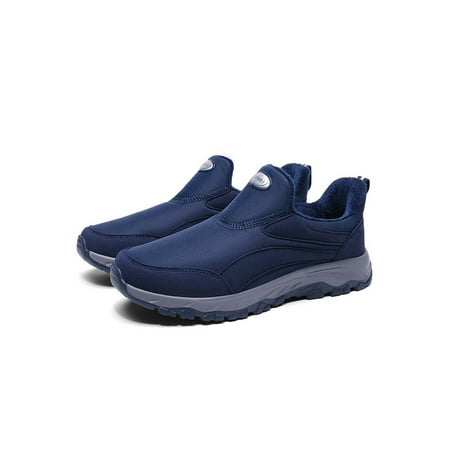 

Avamo Mens Casual Shoes Slip On Sneakers Plush Lined Flats Travel Warm Sneaker Outdoor Breathable Comfort Walking Shoe Blue 7.5