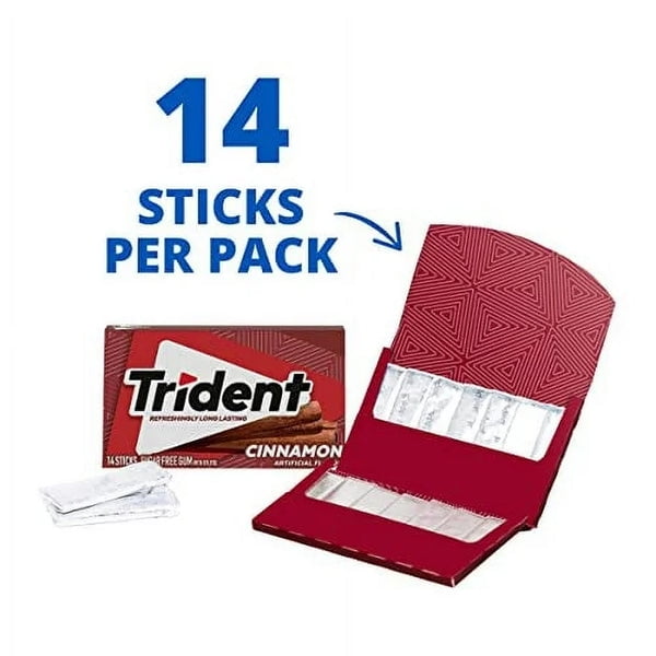 Trident Cinnamon Sugar-Free Chewing Gum, 12 Packs, 14 Sticks Each (168 Total)