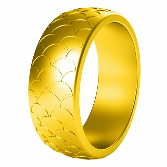 DESIGNICE Silicone Rings for Him,Subtle Texture Rubber Rings Men,Tender-Skin Fit Men Silicone Wedding Bands,Gold