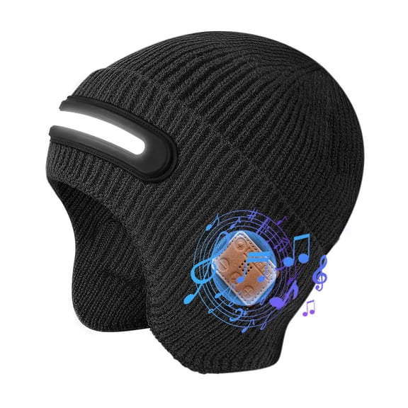 Bluetooth Beanie, USB Rechargeable Cap Turban Music Hats with Light for Men Women, Warm Winter Gifts (1PC, B)