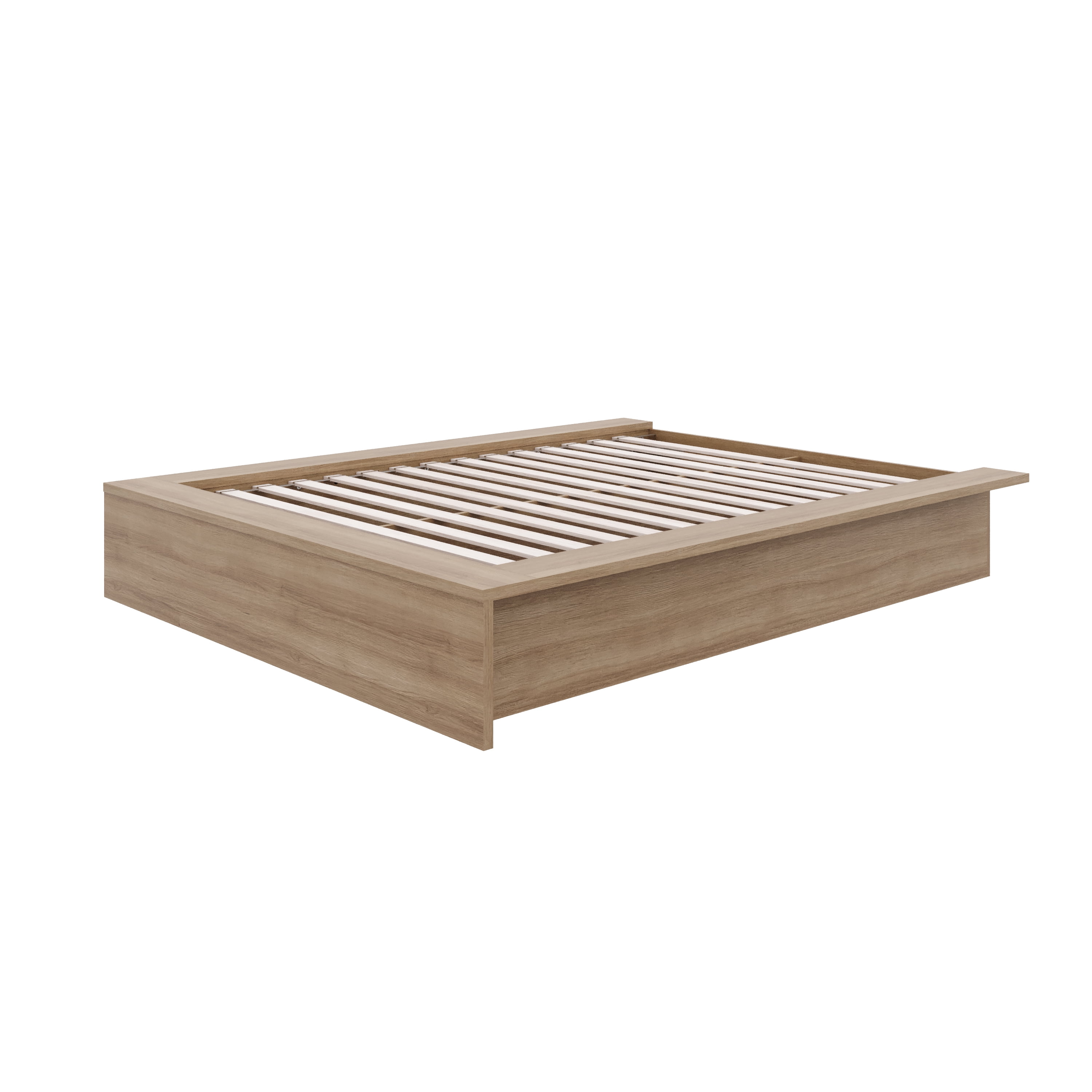 Nexera James Full Size Platform Wood Bed Frame, Brown Oak