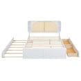 thumbnail image 5 of Harper & Bright Designs Queen Size Rattan Platform Bed Frame with Headboard & Trundle, Wood Bed Frame with Shelves and Drawers, White, 5 of 12