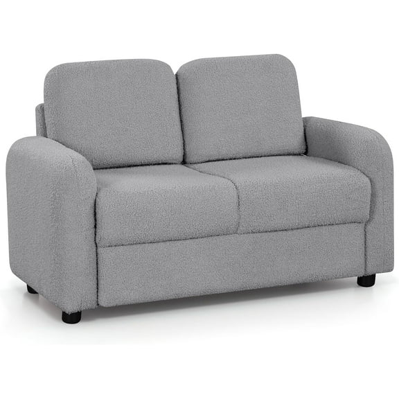 INFANS Kids Sofa, 2 Seat Soft Thick Upholstered Couch with Plush Fabric Solid Wooden Frame, Armrest Chair Lounge for Playroom Kids Boys Girls